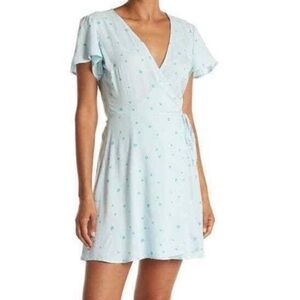 ABOUND Light Blue Floral Wrap Glow Mckenna Dress Small